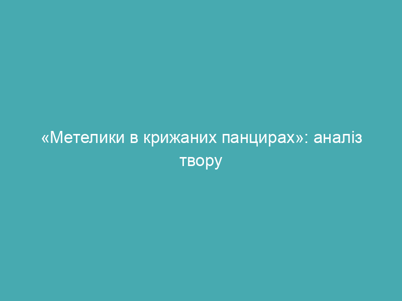 «Метелики в крижаних панцирах»: аналіз твору