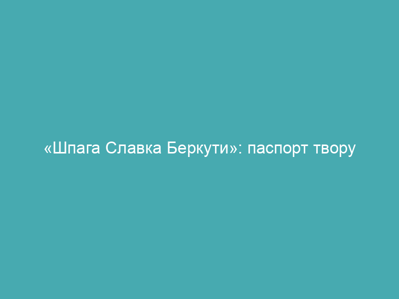 «Шпага Славка Беркути»: паспорт твору
